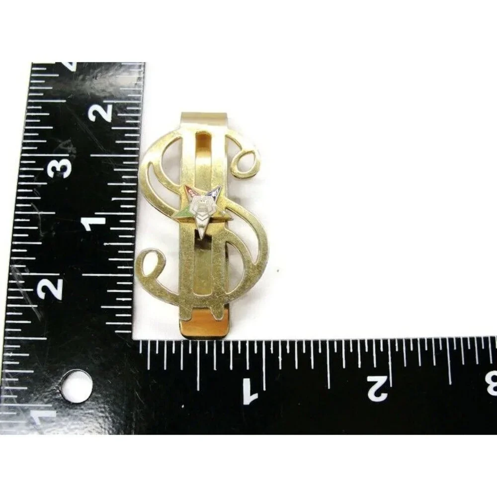 Mason Square Market Order of Eastern Star Dollar $ Sign Gold Tone Money Clip